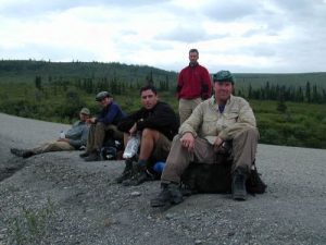 <b>Group Photo At The Denali Park Road</b><br> We were glad to see the park road after three brutal days on the trail.