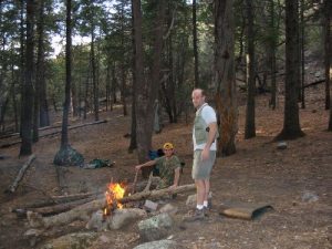 <b>Second Morning Campsite</b><br> Still low enough to be fairly warm. Elevation about 7,700 feet.