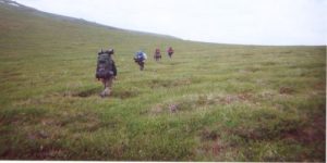 <b>Hiking Out To Denali Park Road On Day Three</b><br> We decided to alter our original plans and head back early for Seward. Here we are leaving camp on day three.