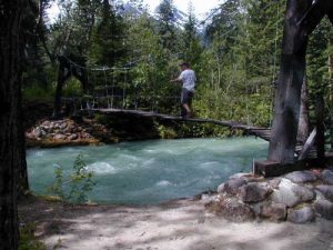 <b>Crossing The Suspension Bridge To Check Out Artifacts</b>