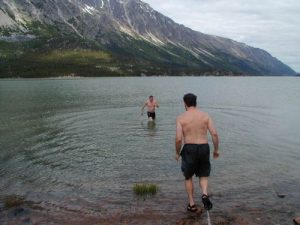 <b>Taking A Brief Dip In Lake Bennett</b>