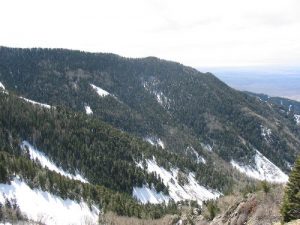 <b>View back down the canyon to the car. Elev. 9,380 feet.</b>