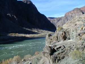 <b>The Colorado River</b><br> Here's a view of the Colorado after we crossed a suspension bridge and headed to Indian Grave campsite.