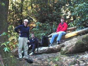 <b>Taking A Break At Spoonauger Falls</b><br> Left to Right: CC, Smoky, Sikle