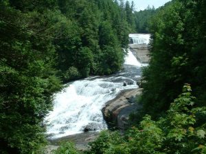 <b>Father's Day Hike at Dupont</b><br> Triple Falls Note the hikers on the upper rock slab. Gives a good perspective of just how large this waterfall is. Awesome!