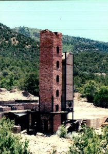 <b>Smelter Remains</b><br> Whats left of the Tri-Bullion smelter at Kelly. For perspective, each of the black doors on the side is about 8 feet tall.