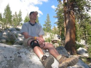 <b>Waterdog On The Mott Lake Trail</b><br> WaterDog is one tired pup at 9900' on the Mott Lake Trail. BirdShooter was right there with him. Somehow The Camel managed to cruise right up the mountain with only one break.