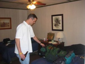 <b>Room At The Vermillion Valley Ranch</b><br> Here we are packing the last of our gear in our room at the resort. None of us were traveling light.