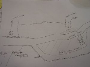 <b>Crude map of trailhead.</b><br> Stop snivelling about not being able to find the trailhead!