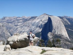 <b>View from Sentinel Dome</b><br> Half Dome in the distance on the right with Cloud's Rest beyond and above Half Dome.