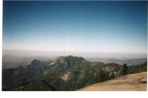 <b>View of the San Joaquin Valley from the summit.</b><br> Note the ever present layer of smog over the valley.