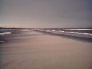 <b>The beach at sunset</b>