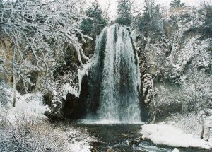 <b>Spearfish Falls after Snowfall</b><br> Here are the falls on our last day after about 2 inches of fresh snow from the night before.