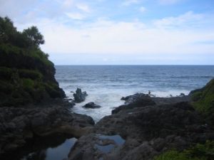 <b>Kuloa Point (Ridge Above The Pools)</b><br> View to the ocean from near the pools at Kuloa Point.