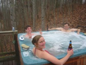 <b>Post Hike Hot Tubin'</b><br> After a cold wet day on the trail, there is nothing better. And the view from here wasn't too bad either.