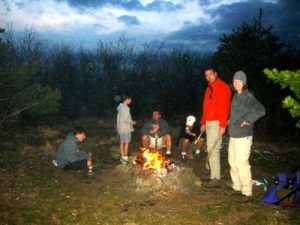 <b>Social Hour</b><br> Sharing a campfire with other hikers at the Springer Mountain Campground.