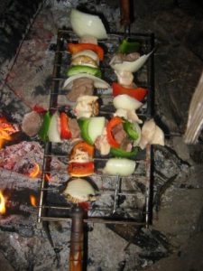 <b>Dinner</b><br> The Helmet cooks up a quality dinner at the campground near Springer Mountain.