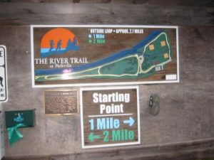 <b>The River Trail</b><br> Map of the river trail from the sign at the trailhead.