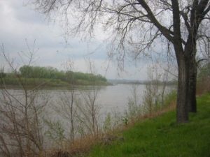 <b>The Missouri River</b><br> Looking out to the Missouri River and across the water into Kansas.