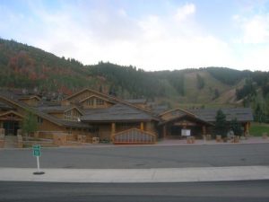 <b>Silver Lake Village</b><br> Here's the main lodge in Silver Lake Village at the base of Deer Valley Ski Resort. The trail starts at the top of the Homestake Lift.