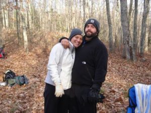 <b>Me and My fiance on the AT in VA</b><br> Coldest night of the year, it got down to 17 degrees and there was frost on the rainfly. But it was fun.