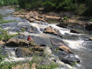 <b>Sweetwater Creek Falls</b><br> Sweetwater Creek Falls as seen from the platform on the red trail.