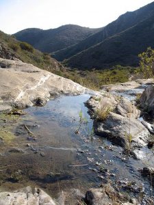 <b>La Jolla Canyon Trail</b><br> Heading back out - at the top of a sparse waterfall.