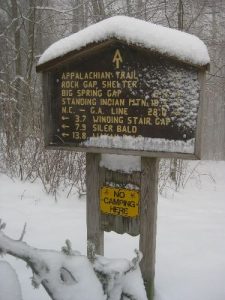 <b>Trailhead Sign</b><br> 4-6" of snow covered the ground in the Standing Indian area after a winter storm rolled through here over the weekend.