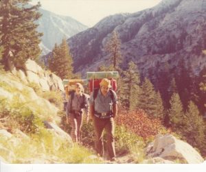 <b>Hike to Peeler Lake</b><br> Dave and Ted, hiking up from Barney Lake to Peeler Lake. 8/8/1976