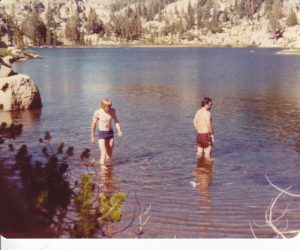 <b>Arndt Lake</b><br> Dave and Ted taking a dip in Arndt Lake. 8/8/1976