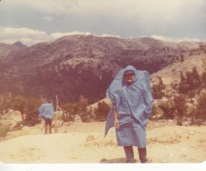 <b>Thunderstorm A-Coming</b><br> Dave and Gary at the top of Benson Pass with the thunder rolling through the canyon below. 8/10/1976