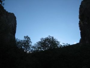 <b>Dry Canyon Gateway</b><br> Looking through the gateway cliffs into the rising sun.