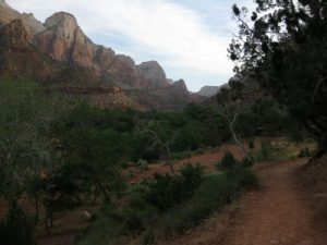 <b>The Sentinel</b><br> View up Zion Canyon from the Watchman Trail.