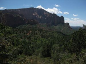 <b>Nagunt Mesa</b><br> View from the trailhead at Lee Pass looking toward Nagunt Mesa. The trail can be seen just left of center as it ascends a low ridge.