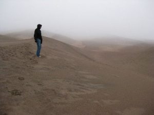 <b>High Dune in the Clouds</b><br> Hiking on a rainy day in Great Sand Dunes National Park. 10/22/10