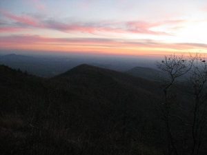 <b>November Sunset</b><br> Rain hit the next evening and you can see the stratus clouds building up in this sunset photo the night we camped out.