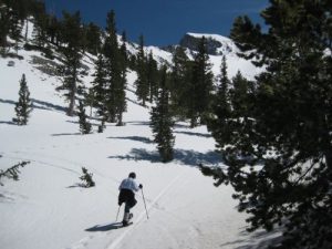 <b>Snowshoeing near Teresa lake</b><br> My wife on the climb into the cirque below Wheeler Peak.